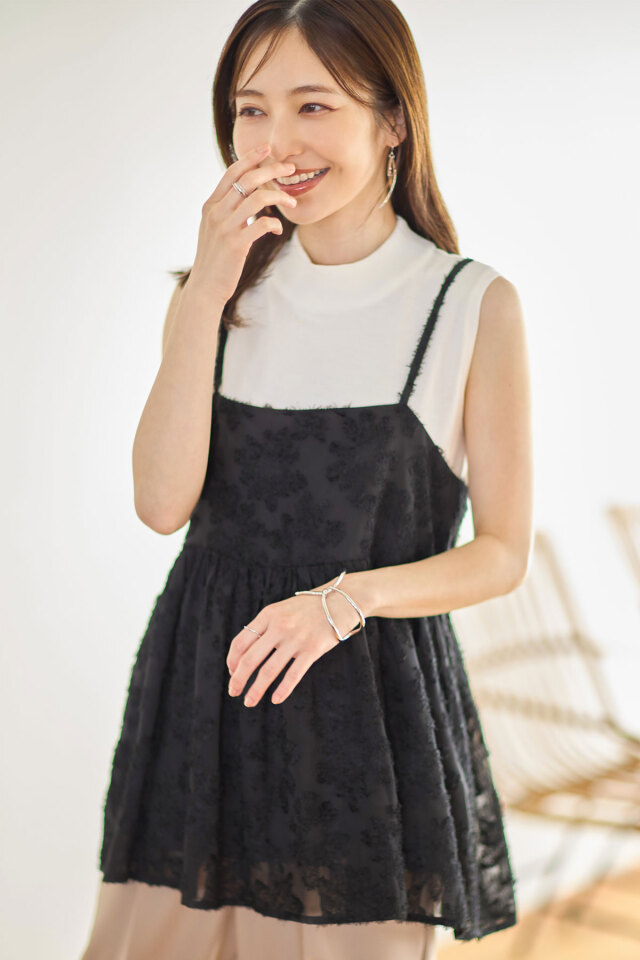 シャギージャガードキャミブラウス