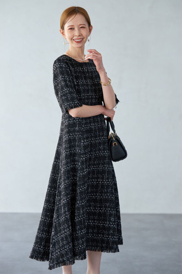 ツイードフレアワンピース