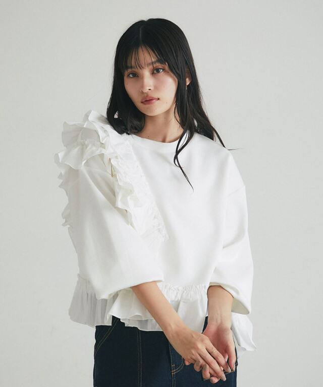 アシメフリルカットプルオーバー