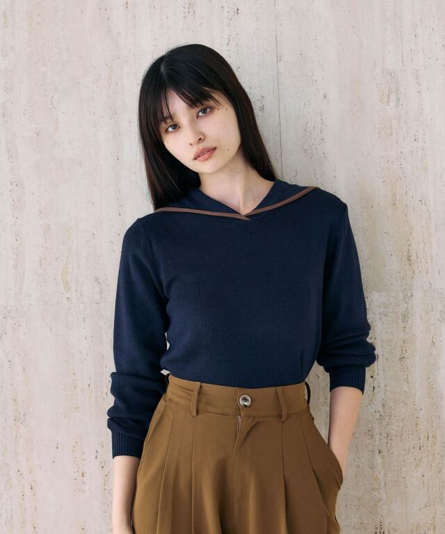 セーラーカラーニット