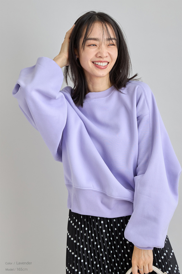 ふわ軽裏起毛スウェットラグランプルオーバー