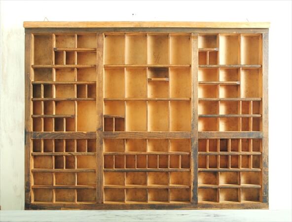 ドイツ買い付け 古い木製プリンタートレー ウッドシェルフ ウォール