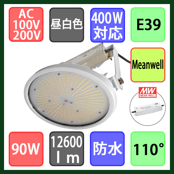 高天井用投光器 水銀灯400W対応 直付け型 LED 昼白色 90W