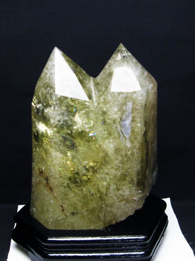 6.6Kg 虹入り シトリン水晶ダブルポイント[t719-4300]