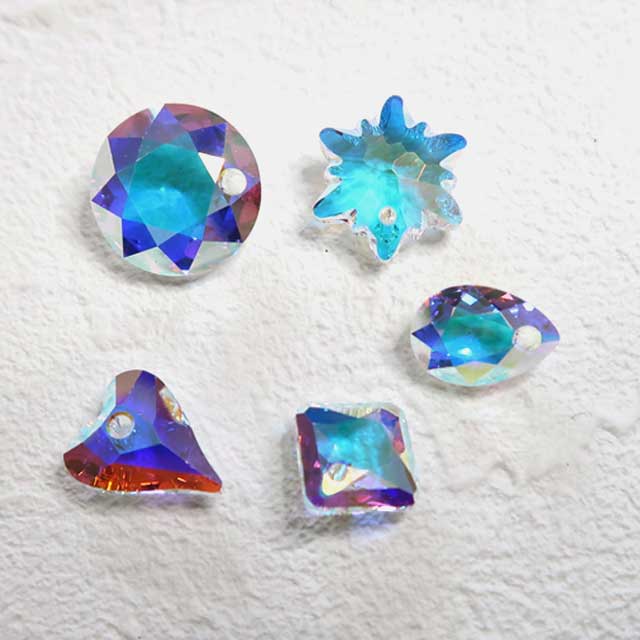 スワロフスキー・ペンダント11.5mm～14mm クリスタルAB アソート