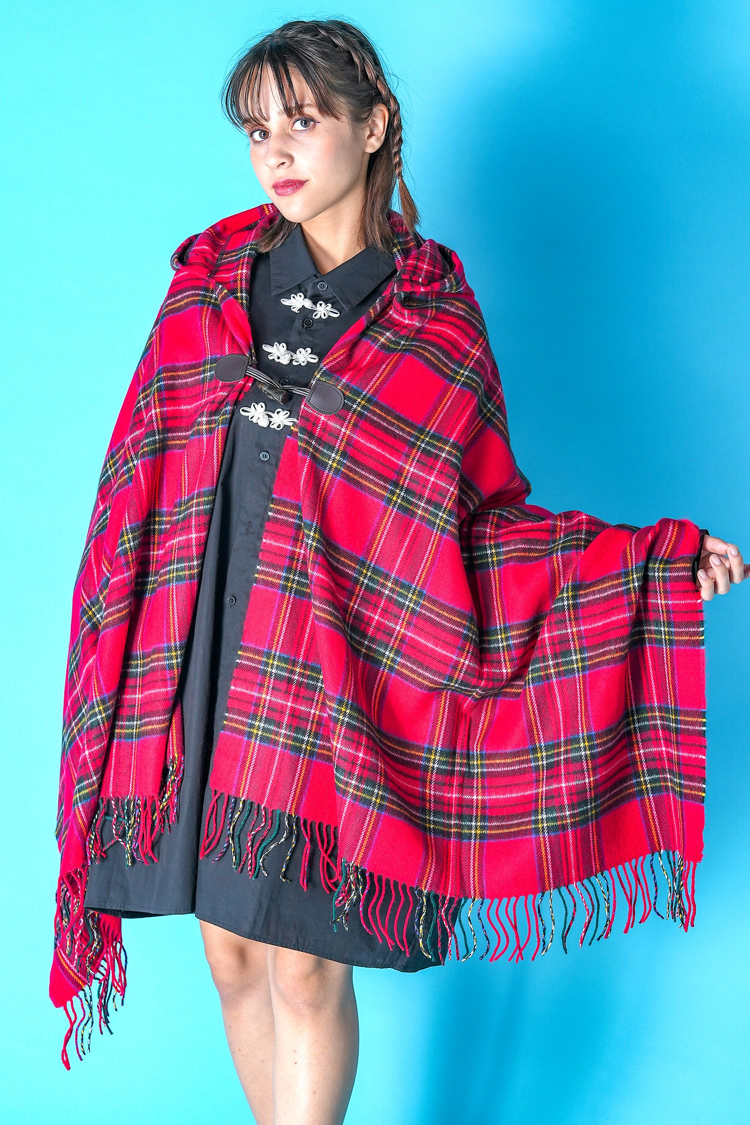 タータンチェック柄トグルフードポンチョ ankoROCK(アンコロック