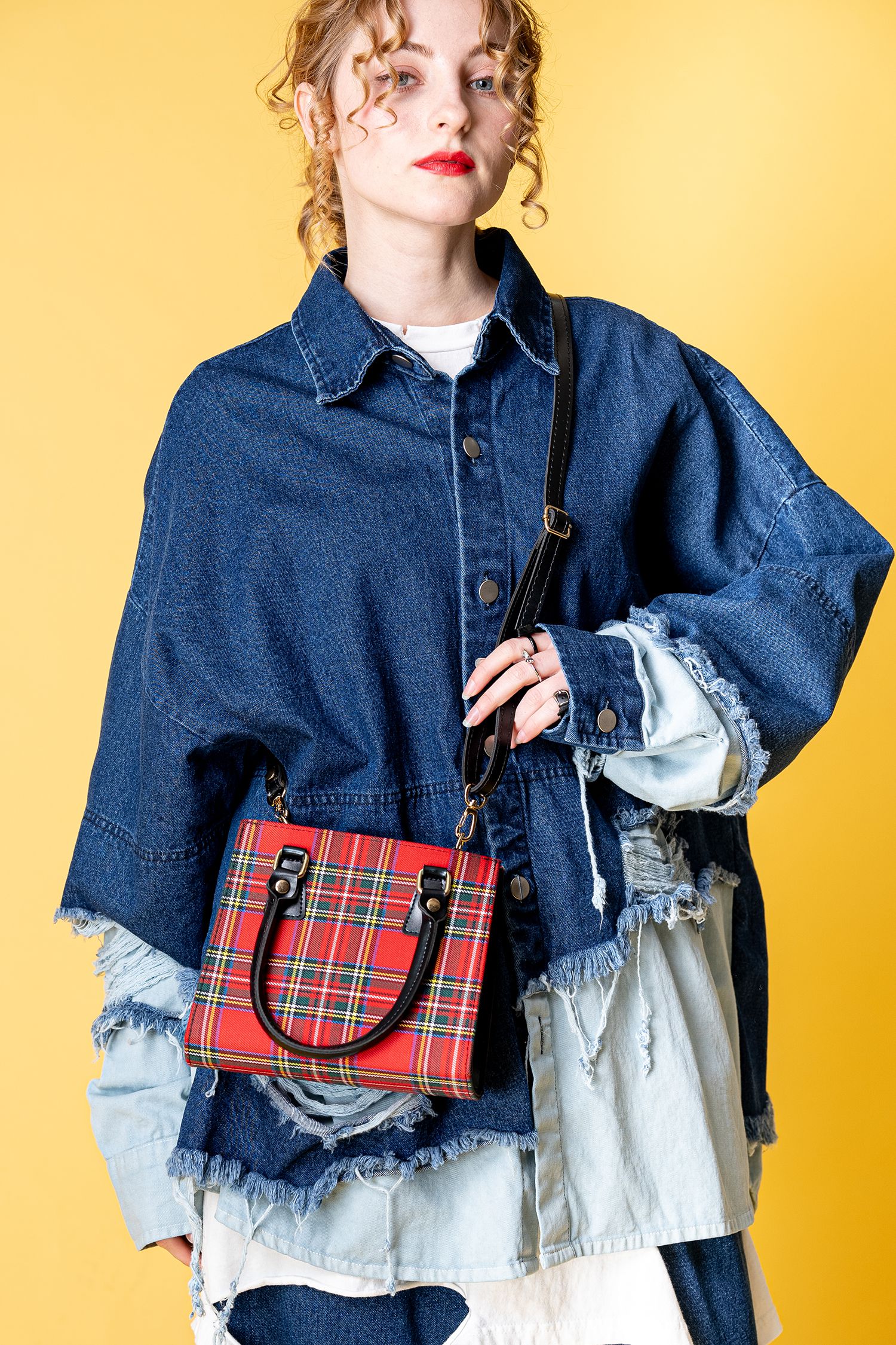 an meets zakka タータンチェック柄2WAYショルダーミニハンドバッグ