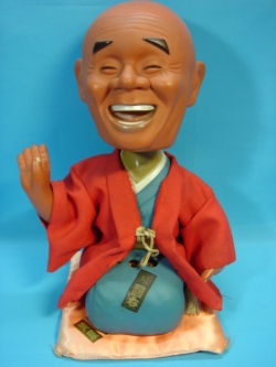 リアル☆三遊亭園右 笑福人形 首ふり人形 27．0cm 当時物 臼杵