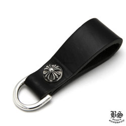 クロムハーツDキーリングBSフレアボタンブラックレザー|クロムハーツ