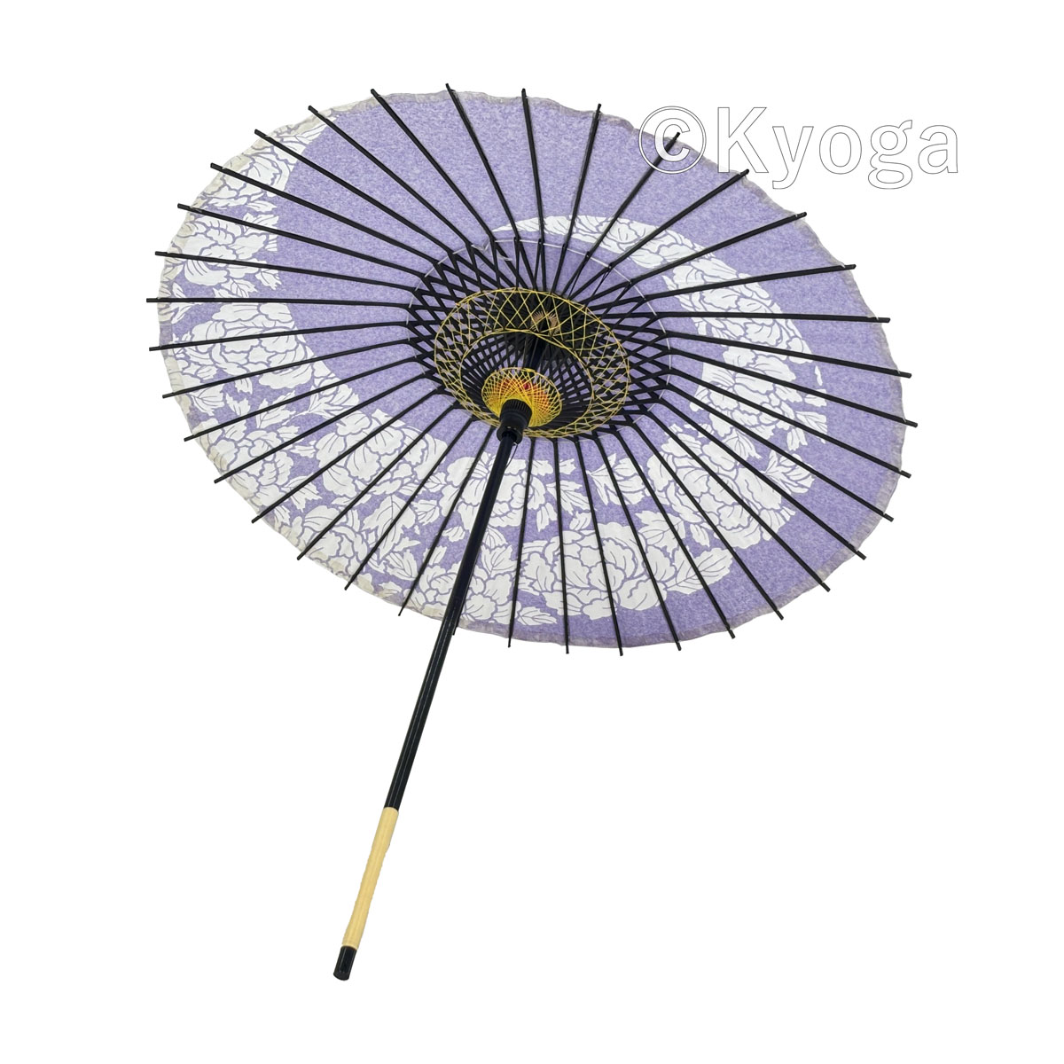 和傘・野点傘専門店 恭雅】 和傘 − 紙傘 1尺4寸 牡丹渦 紫 継柄