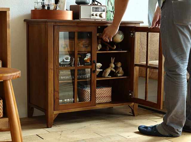 幅80cmガラス扉キャビネット Garba（ガルバ）｜北欧・ヴィンテージ