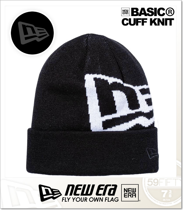ニューエラ) NEWERA BASIC CUFF KNIT FLAG LOGO LARGE ベーシック
