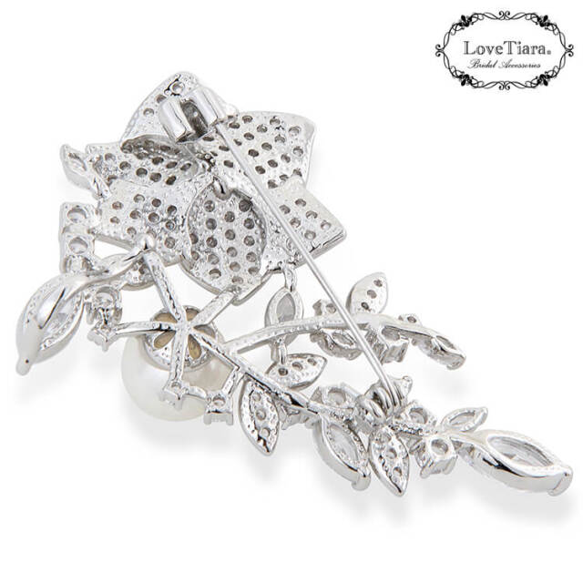バラのジルコニアブローチ 通信販売ブライダルウェディング通販