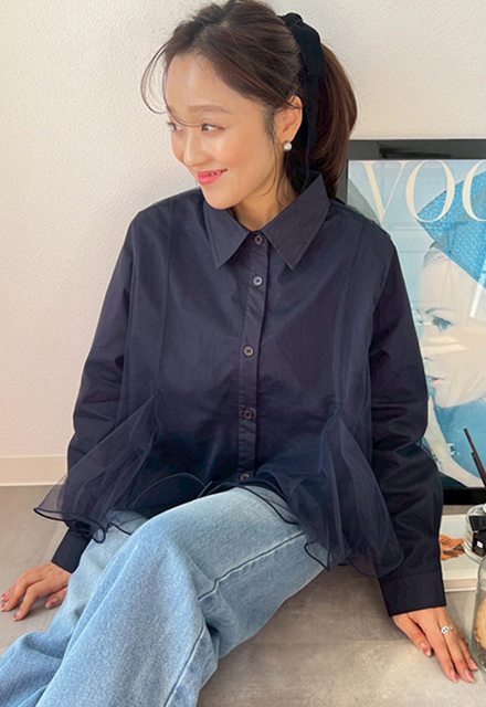 チュールドッキングブラウス【7f-831-05863】