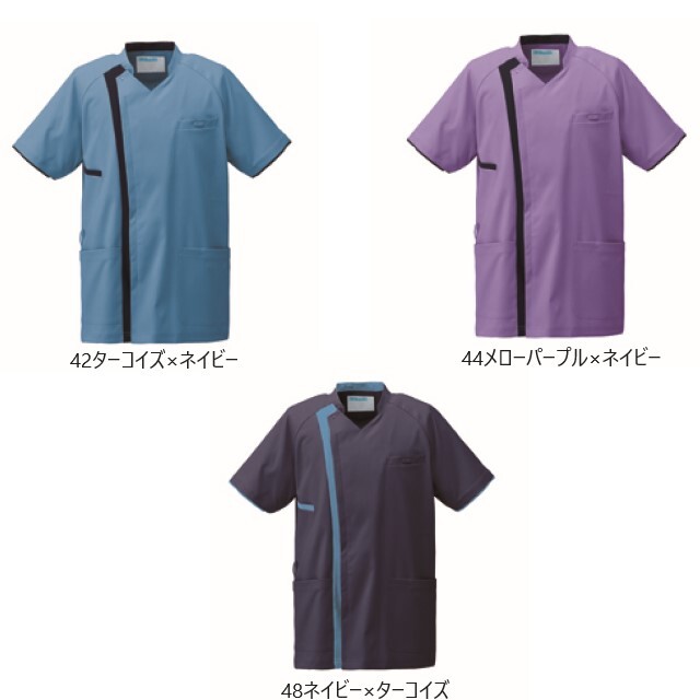 KZN701 カゼン メンズ スクラブ ジャケット 男性用 半袖 工業洗濯可 制