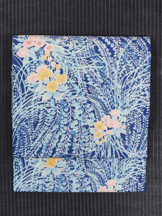帯のアトリエ花邑 hanamura 銀座「野の草花文様 型染め 絽 名古屋帯」