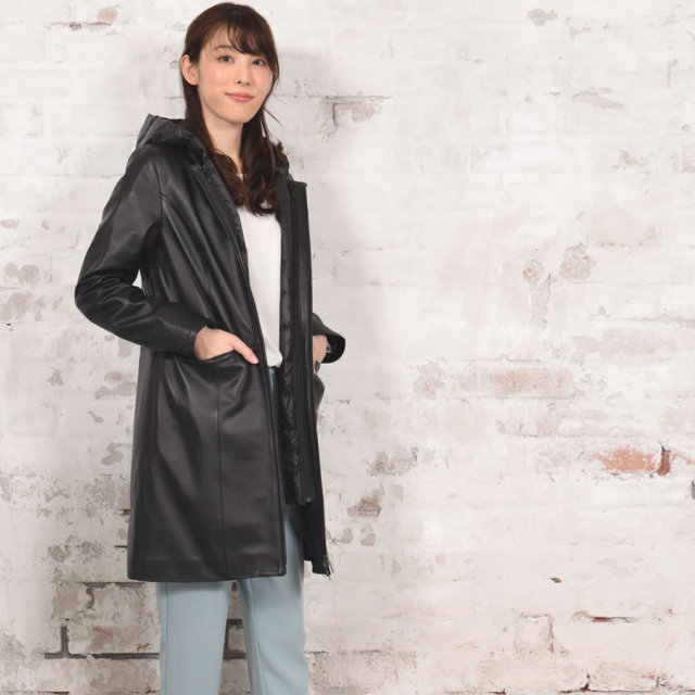半額 会員価格適用外】[Merfirge]3WAY レザーコート ダウンベスト付