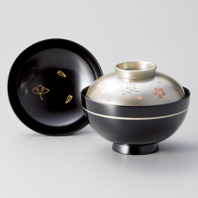 吸物椀 沈金菊彫 溜 木製 漆塗り 12-00404 漆器の井助