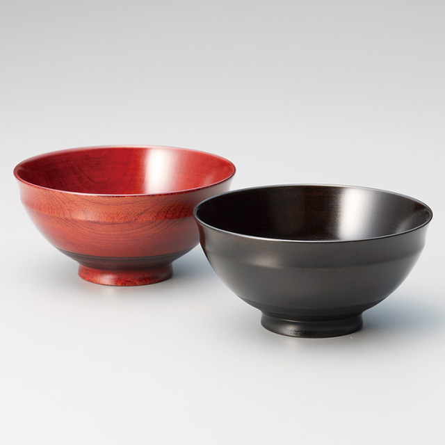 夫婦椀 やまと 合鹿ペア椀 溜・古代朱 2客セット 木製 漆塗り 12-03201