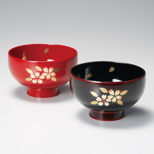 夫婦汁椀 うさぎ 溜・古代朱 2客セット 漆塗り 12-04404 漆器の井助