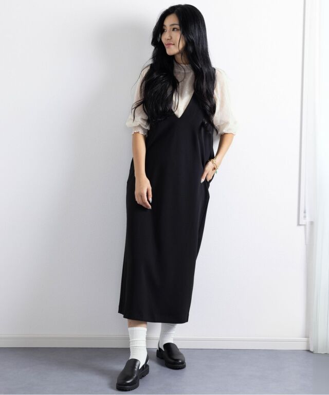 シャーリングブラウス＋Vネックワンピースセット マタニティ 授乳服