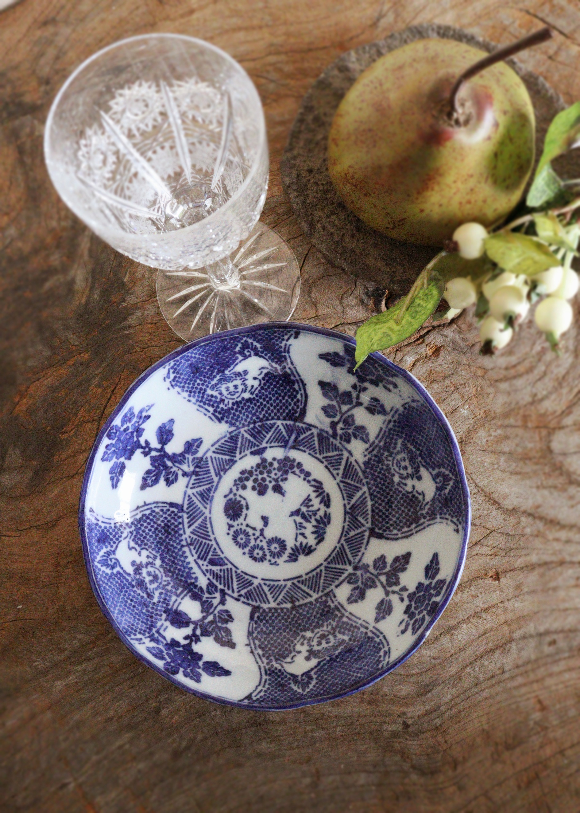 染付印判なます皿 膾皿 獅子紋様 犬紋様 Antique Sam's Collection