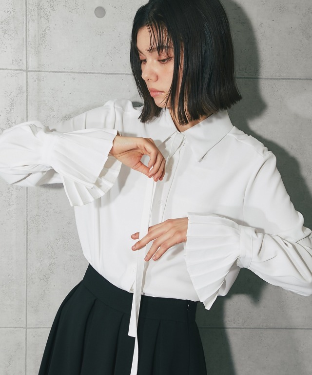 袖プリーツボウタイブラウス SMILE ORCHID【品番:so1-500】