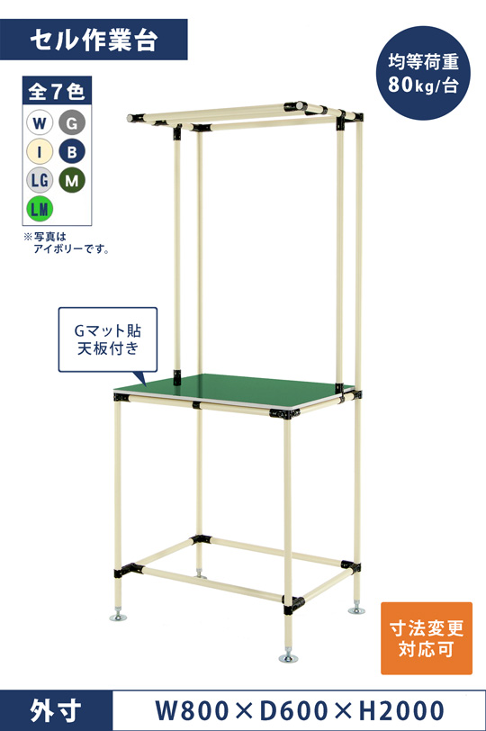 セル作業台 部材セット＜800x600x2000＞