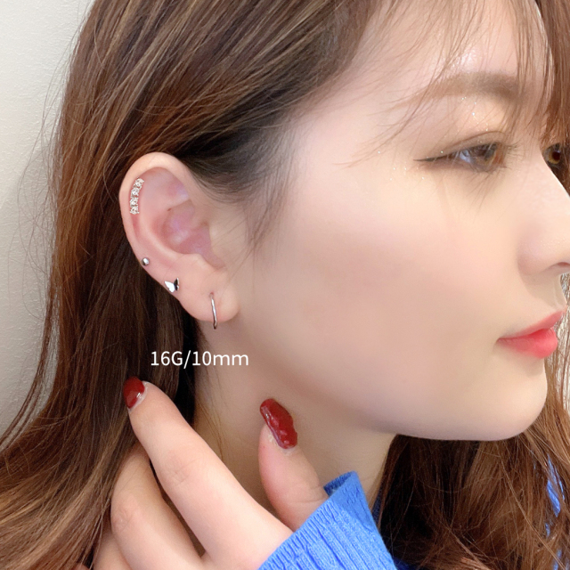 14G 16G 18G ］ ワンタッチ式 軟骨ピアスボディピアス シルバー SS S-70