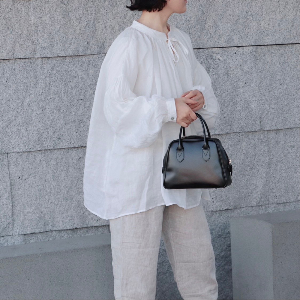 麻(リネン)100％ 天然素材の人気2WAYブラウスブ｜ナチュラル