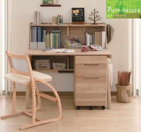 カリモク ピュアナチュ－ル(1100) オーク無垢材 学習机 3点セット