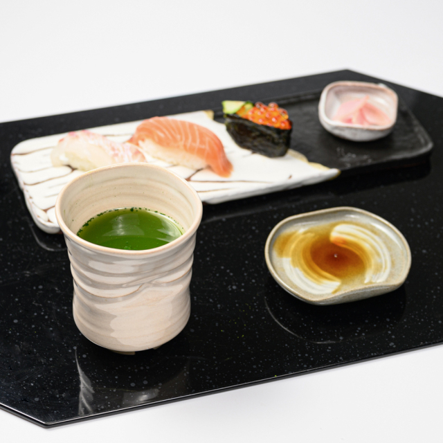 萩焼(伝統的工芸品)タタラ長皿掛分け(鬼白松＆黒釉)四方11×32