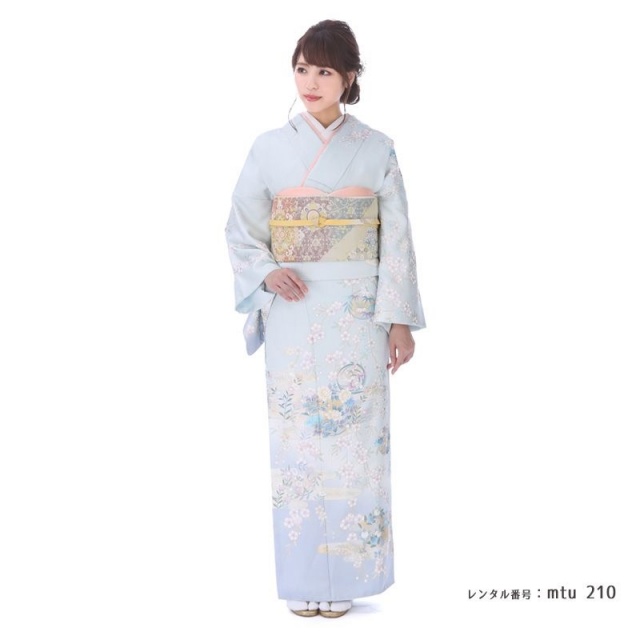 mtu_210】枝垂れ桜という日本らしい光景をクールな水色で、知的に上品