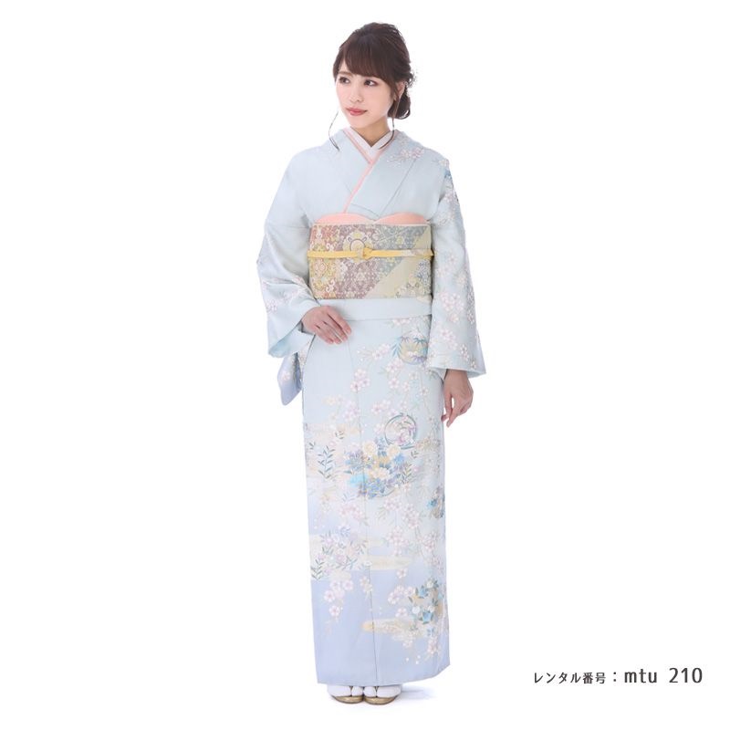 mtu_210】枝垂れ桜という日本らしい光景をクールな水色で、知的に上品