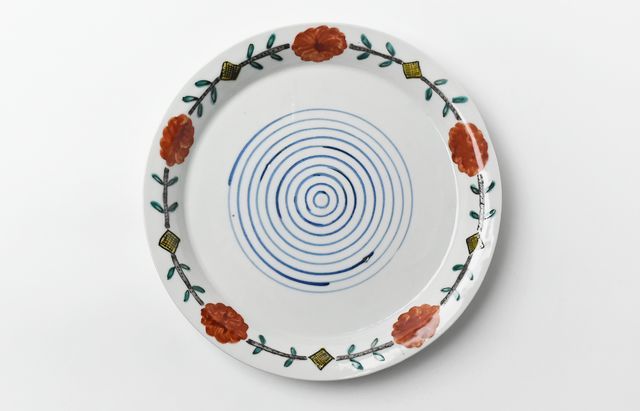 重田 良古 色絵家柄8寸リム皿 ｜ 暮らしのうつわ花田 和食器 通販