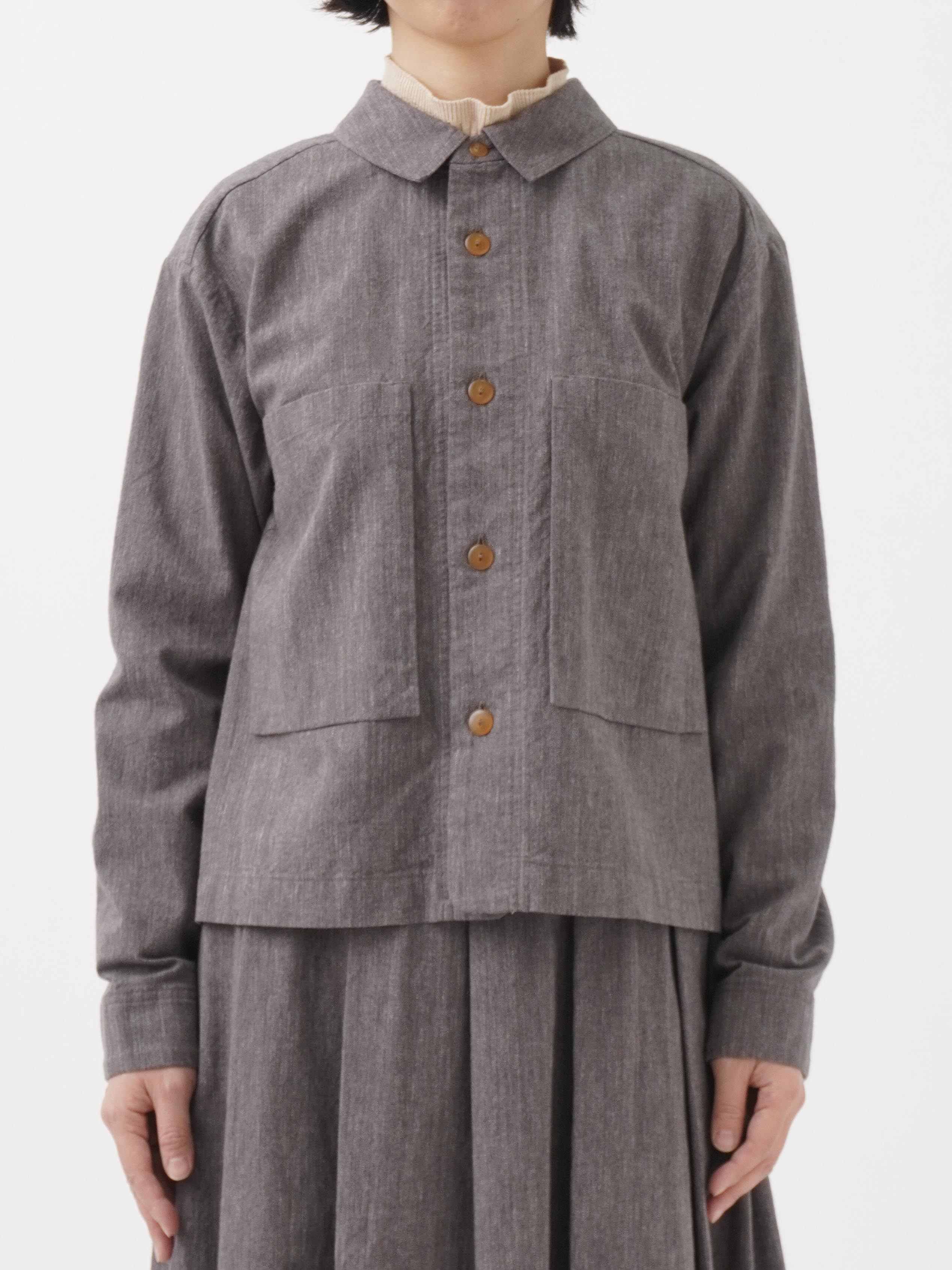 19／－ラフィウールシャンブレー ワークシャツ