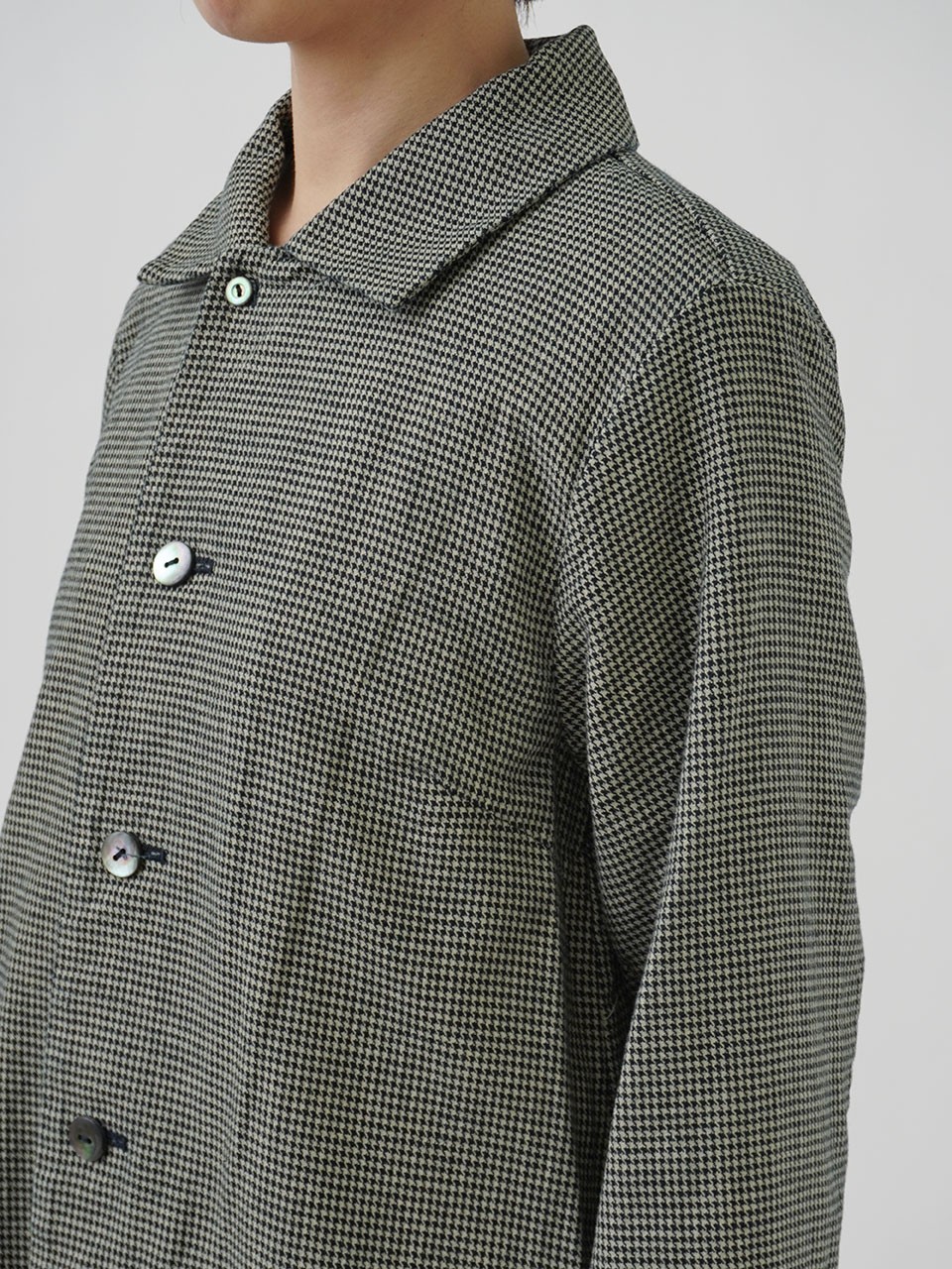 インディゴ千鳥ワイド襟コート