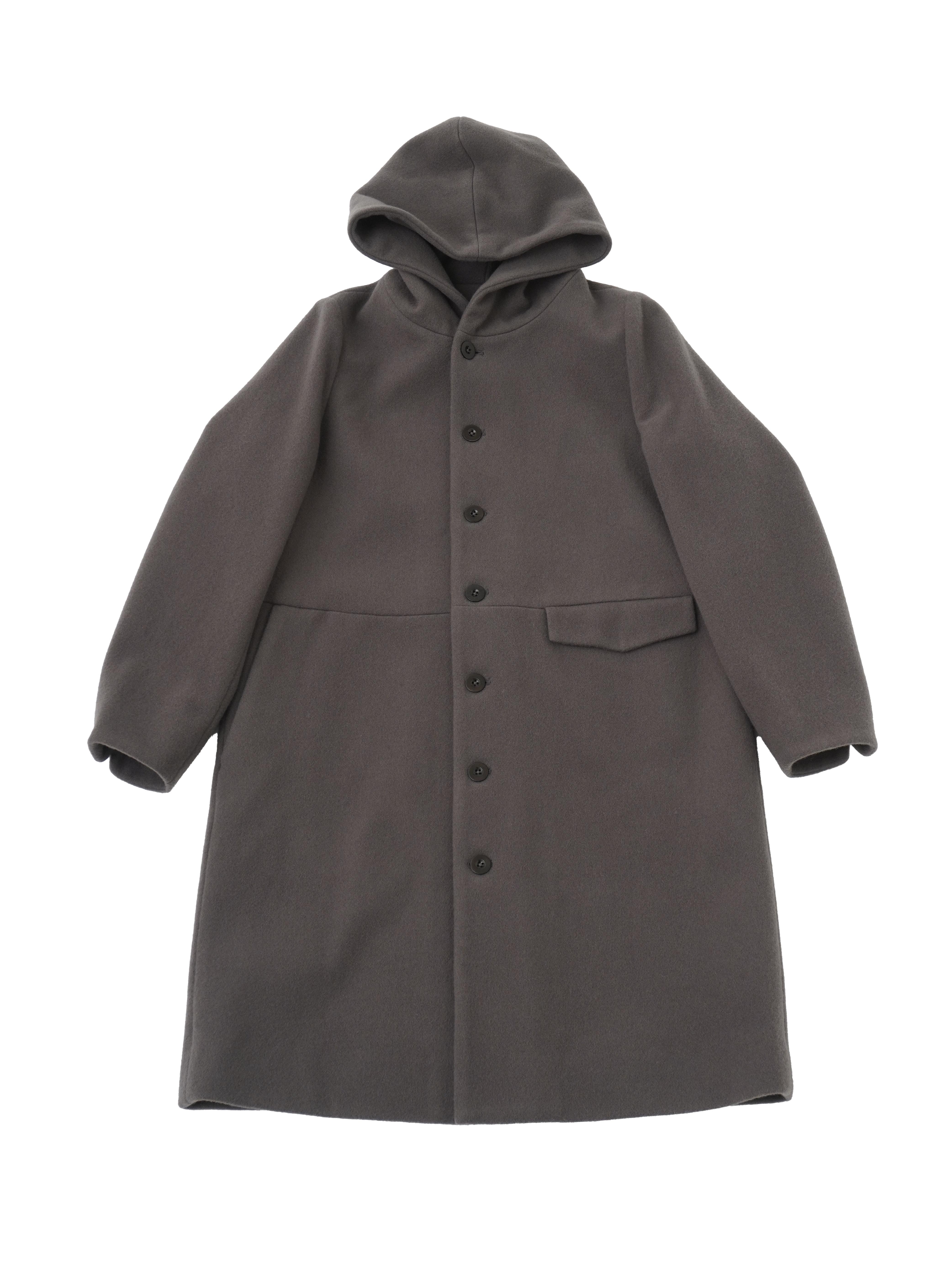 ラムウールビーバー ウエスト切替えフード付コート