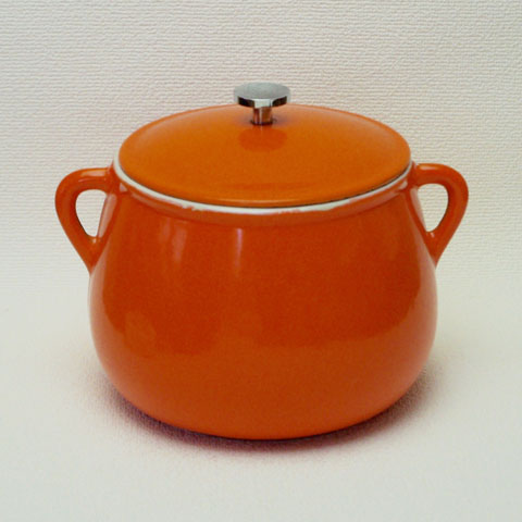 フランス ブロカント 鍋 （ビーンズ ポット） オレンジ