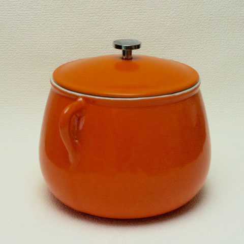 フランス ブロカント 鍋 （ビーンズ ポット） オレンジ