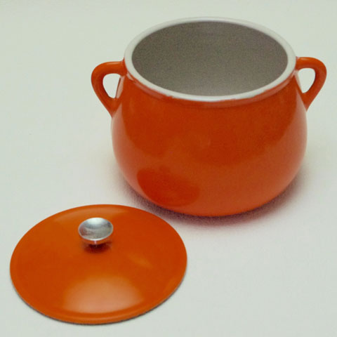 フランス ブロカント 鍋 （ビーンズ ポット） オレンジ