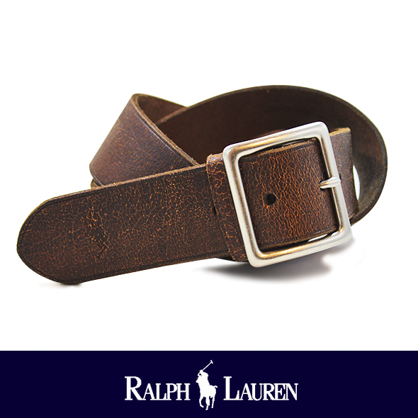 POLO RALPH LAUREN ポロ ラルフローレン クラックレザーベルト D.BRWを