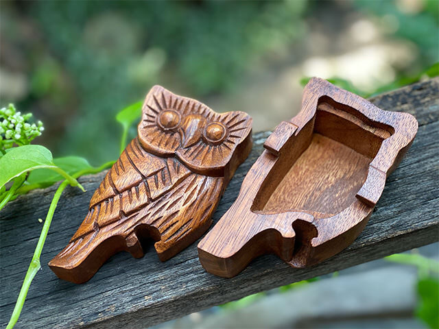 マジカル ふくろう ウッドカービング ボックス【パヤカ オンライン