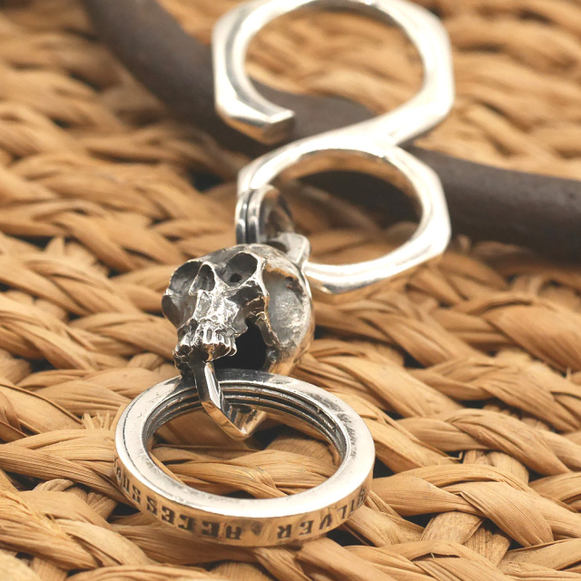 TOOL925 シルバースカルフックキーホルダー silver skull hook keychain