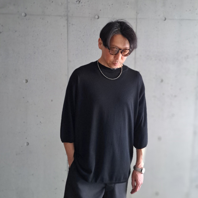 SEEALL (シーオール) [ MOCK NECK SHORT-SLEEVE SWEATER ] シルク
