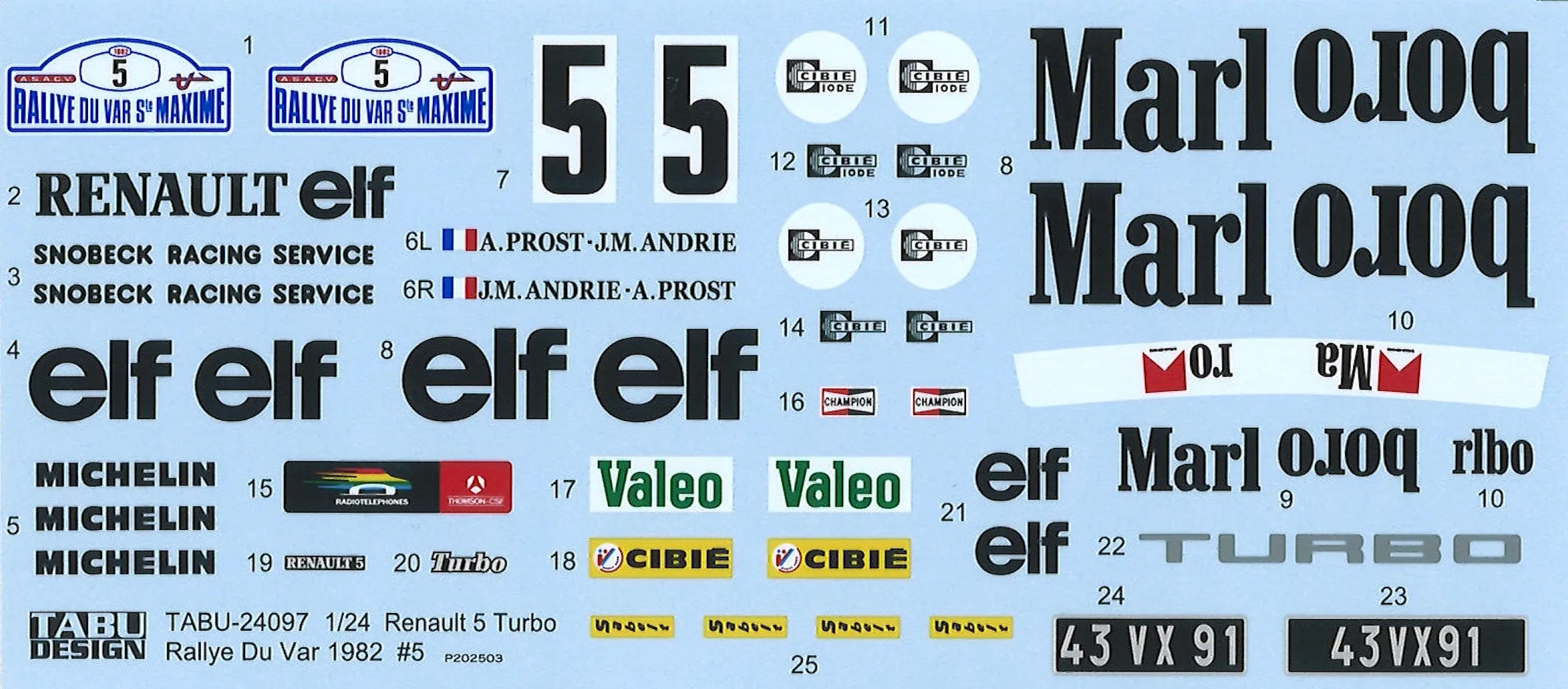 タブデザイン 1/24 ルノー サンク ターボ ラリー フランス デュ