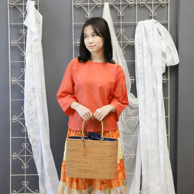 楕円バッグLサイズ 巾着付き プレーン模様 (NAB697) Rosily(ロージリー