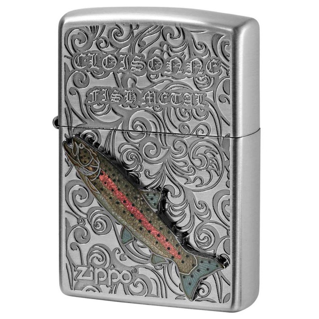 Zippo ジッポー ブラウントラウト ヴィンテージ 七宝メタル 淡水魚