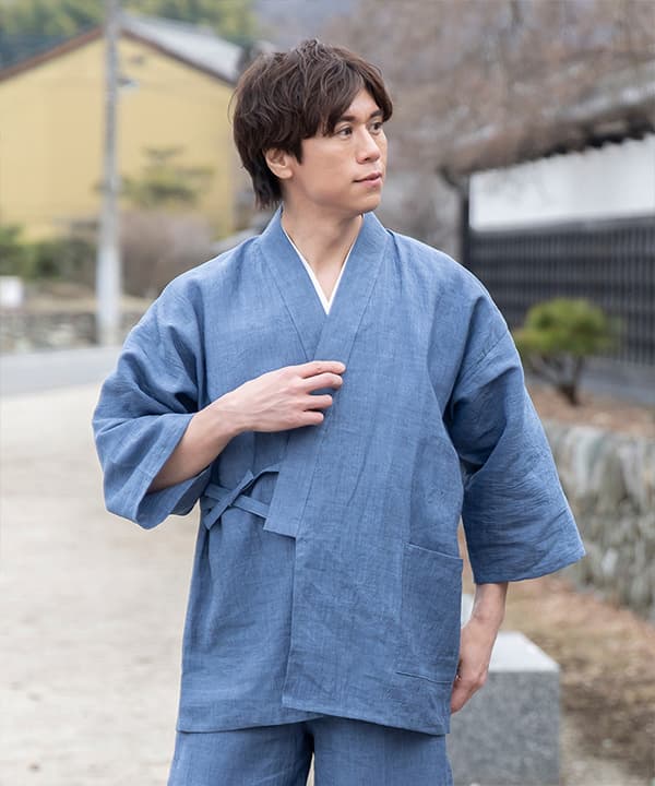 1095 近江ちぢみ本麻作務衣 No.96 中紺 | 作務衣・甚平通販 和粋庵