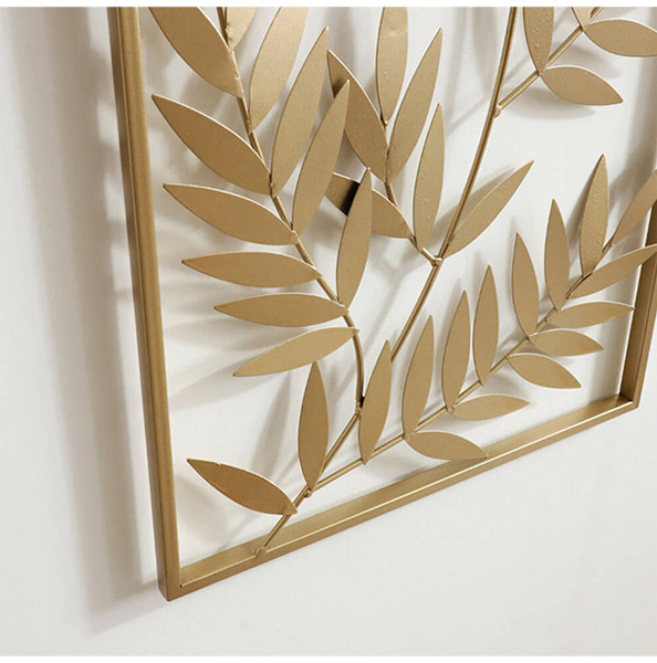 壁面をおしゃれに演出 ウォールアートパネル リーフゴールド 【送料